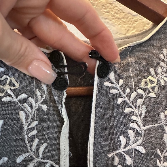 Handmade Maharaja Handcrafted 2-Piece Set Gray Embroidered Tunic & Pants Lounge - Picture 8 of 15